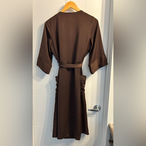 FRANK AND OAK Chocolate Brown Wrap Dress - Picture 3 of 5
